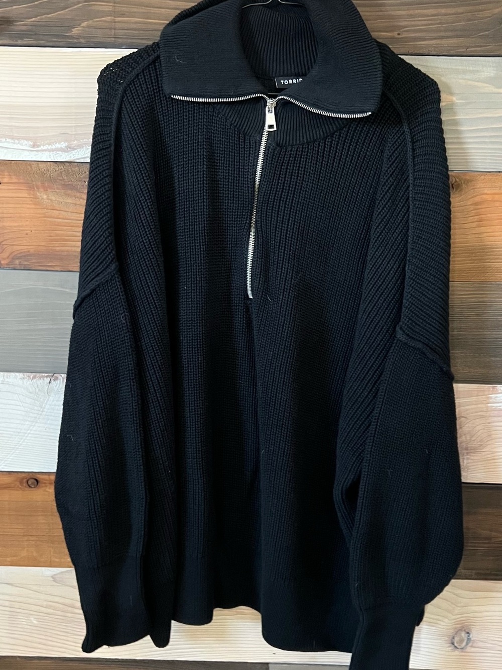 torrid Black Half-Zip Ribbed Knit Pullover